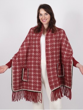 Cashmere Feeling Designer Inspired Sleeved Cape with Pockets